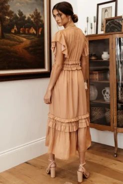 Willa Ruffle Dress In Peach