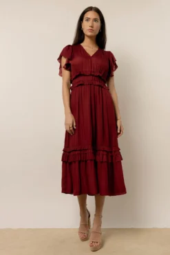 Willa Ruffle Dress In Brick