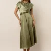 Rosalind Midi Dress In Moss