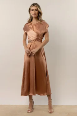 Rosalind Midi Dress In Copper