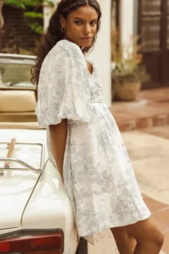 Tanya Floral Mini Dress In Blue