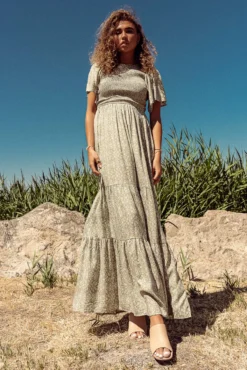 Alejandra Floral Dress In Green - Final Sale