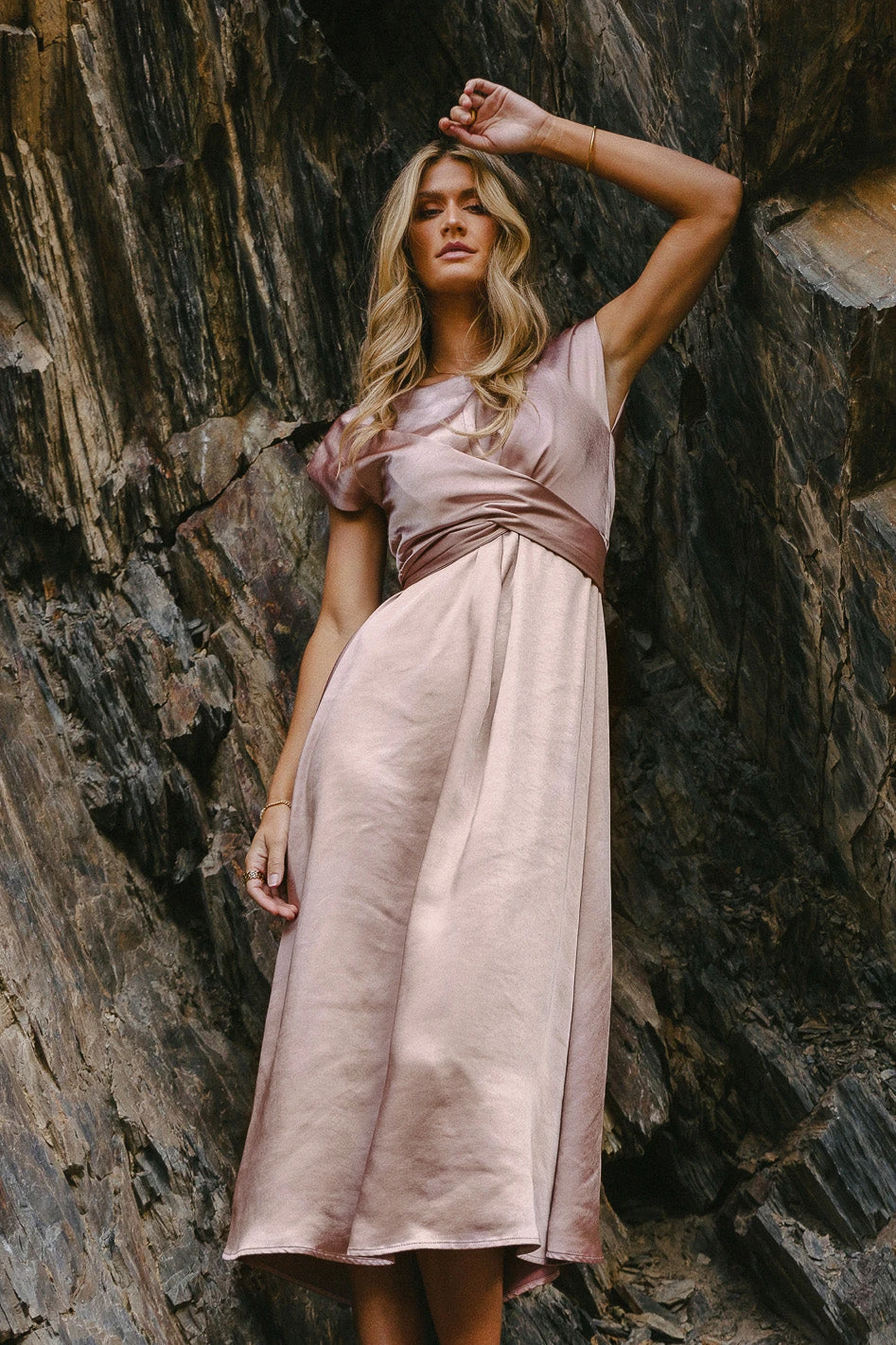 Rosalind Midi Dress In Mauve