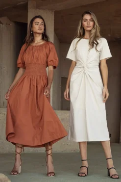 Jaxie Midi Dress In Rust - FINAL SALE