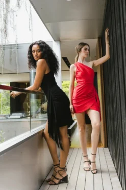 Audria Fringe Mini Dress In Red - FINAL SALE