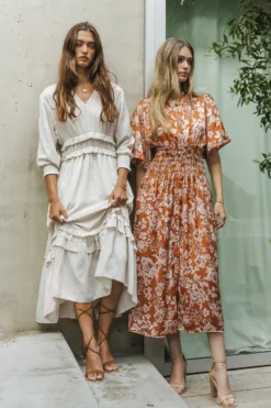 Willa Sleeved Ruffle Dress In Ivory