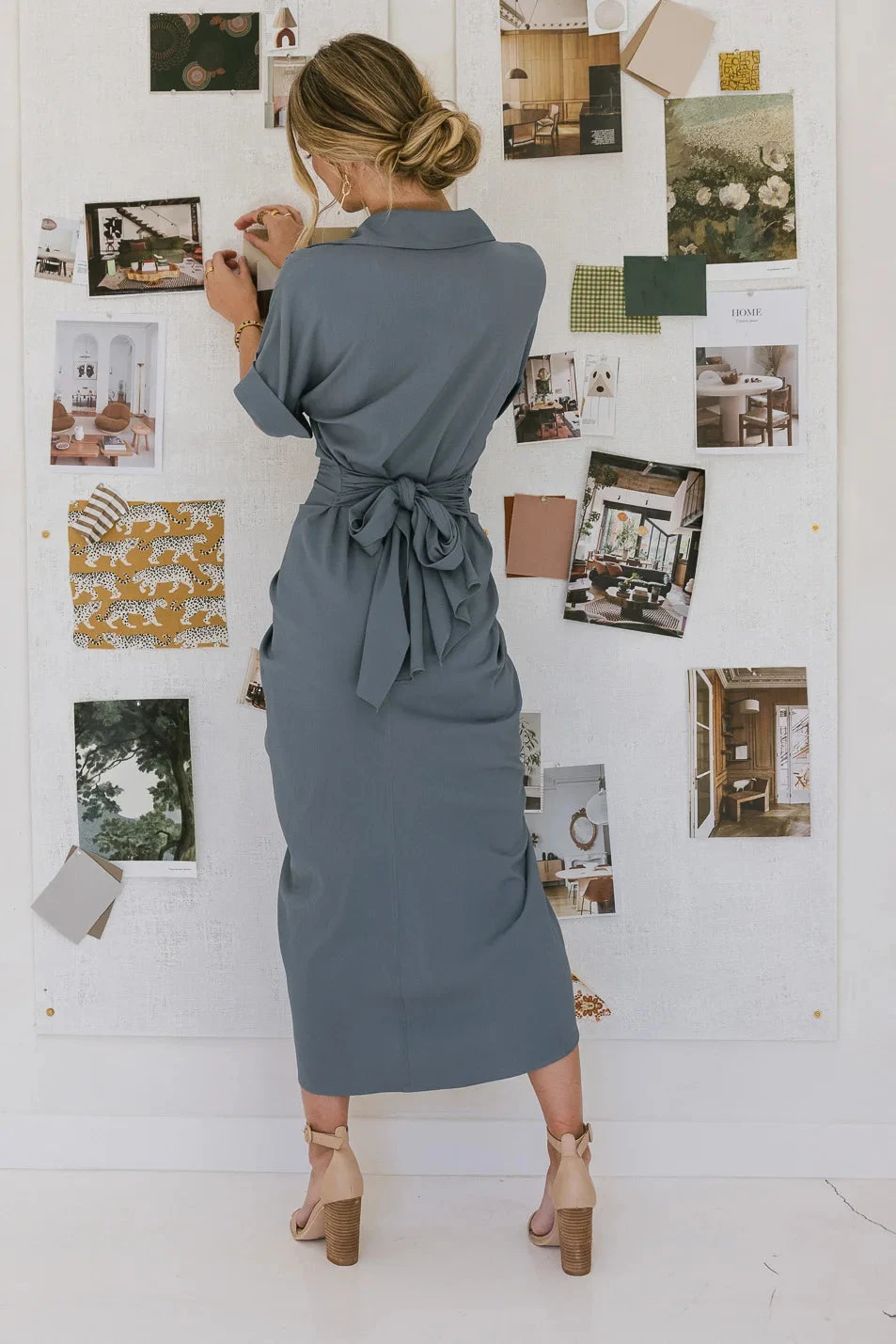 Brynlee Ruched Dress In Blue - Image 5