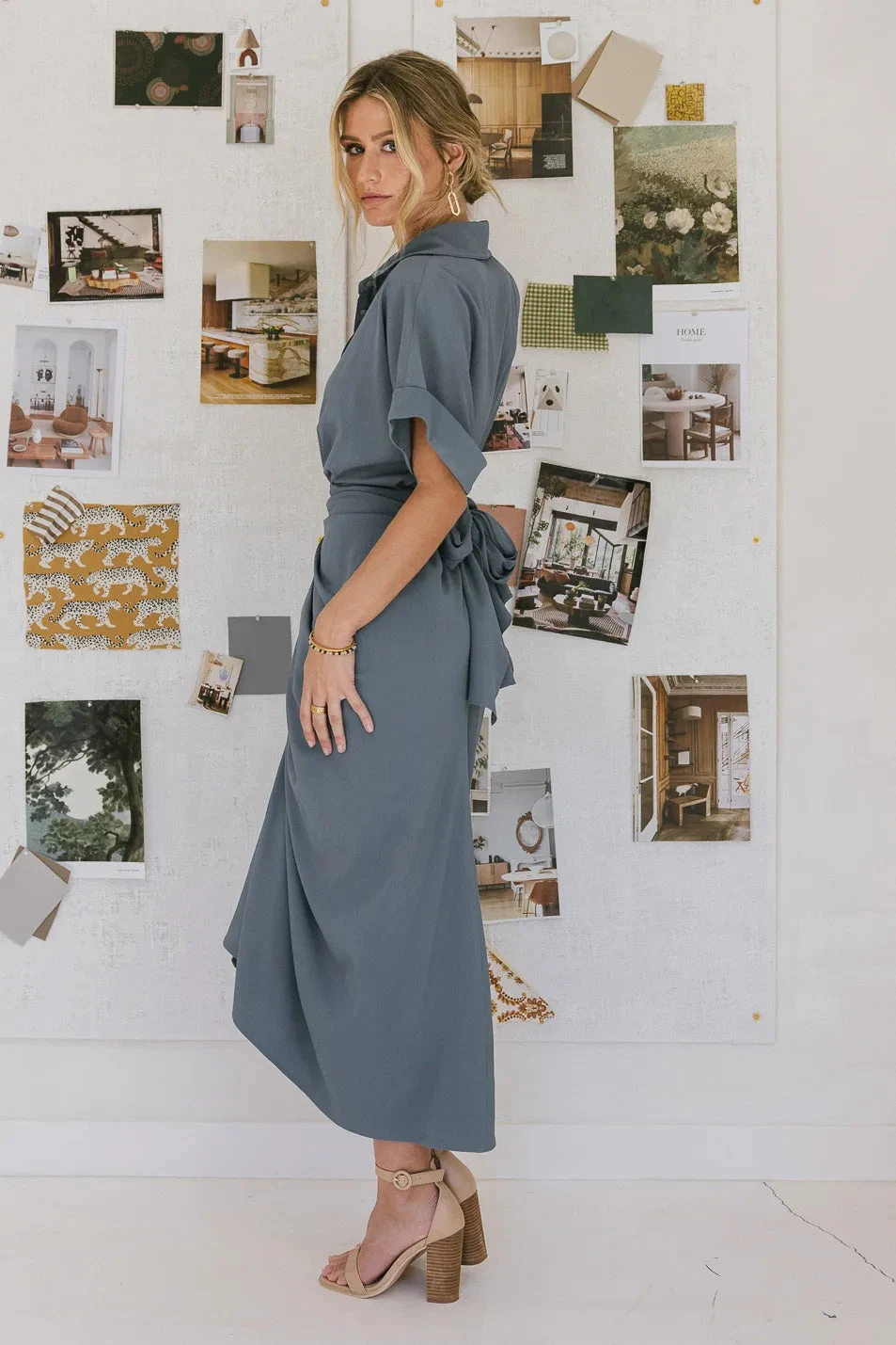 Brynlee Ruched Dress In Blue - Image 4