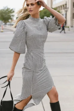 Alex Gingham Dress In Black