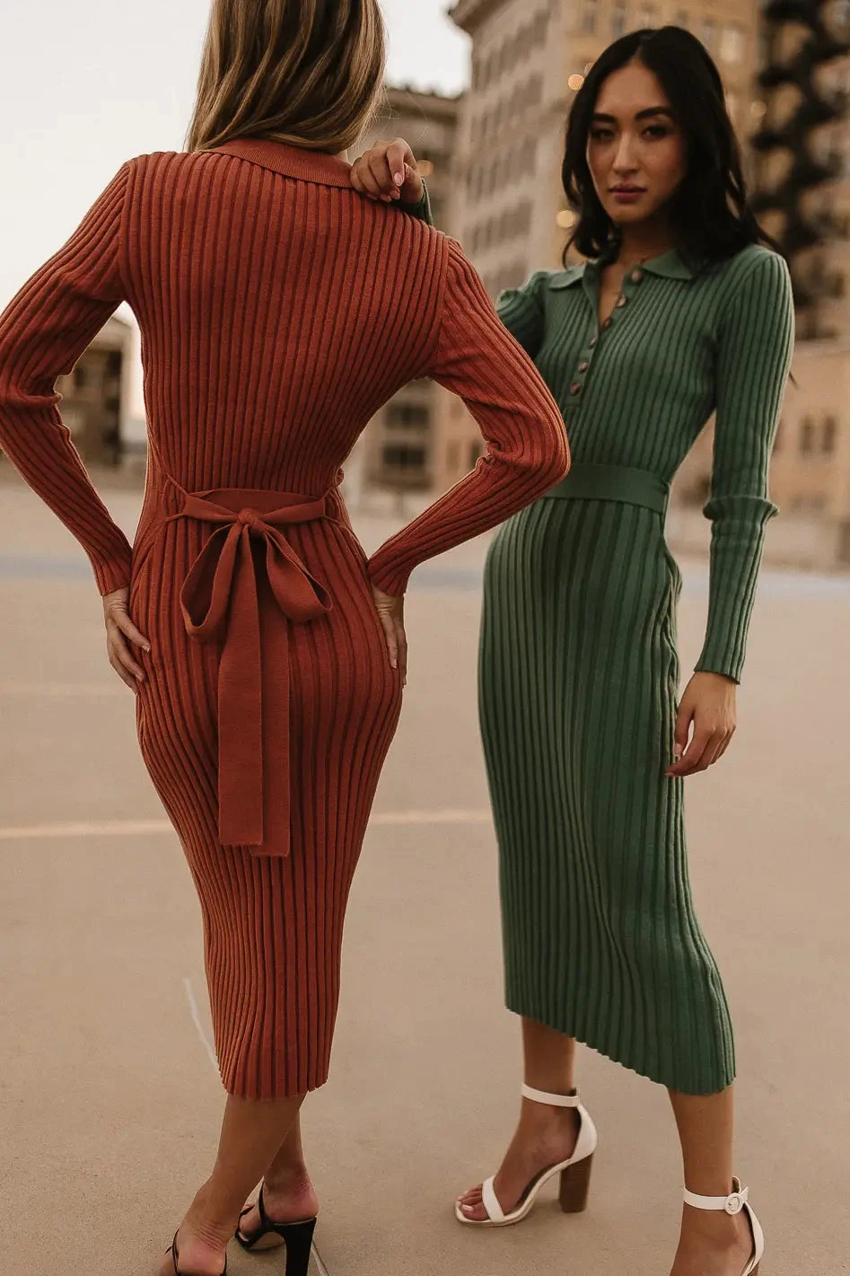 Carden Ribbed Midi Dress In Clay - Image 4