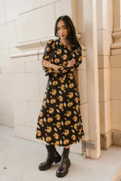 Aubree Midi Dress In Black - FINAL SALE