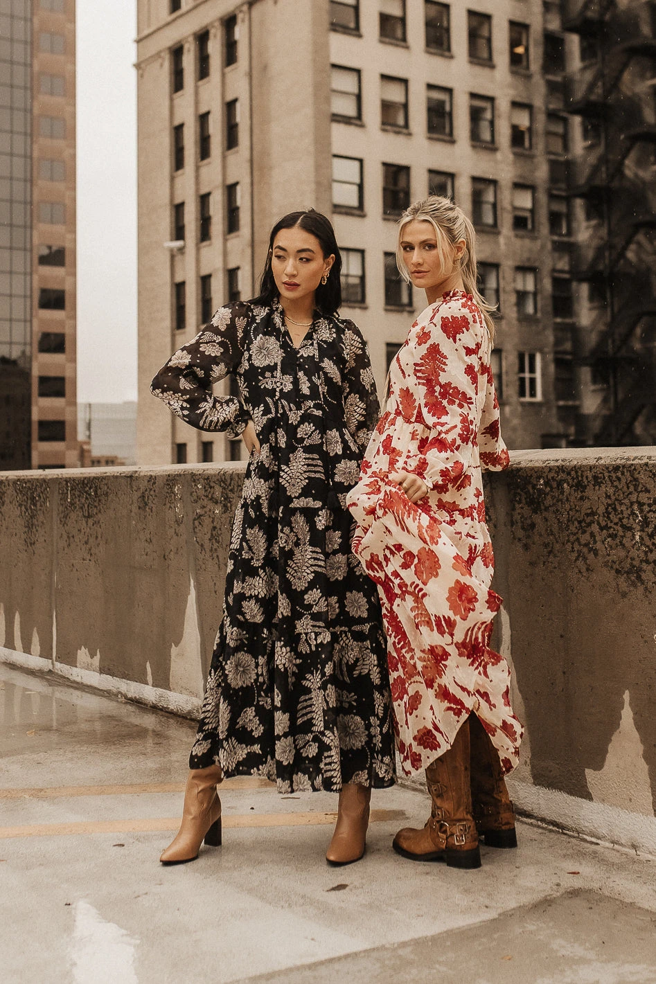 Jayla Floral Chiffon Dress In Black