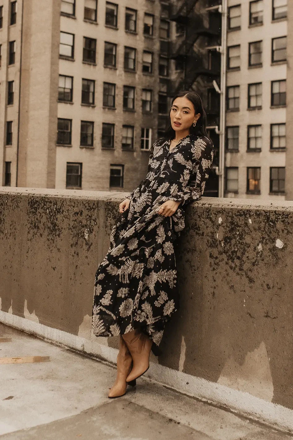 Jayla Floral Chiffon Dress In Black - Image 2