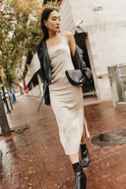 Daylen Slip Dress In Champagne