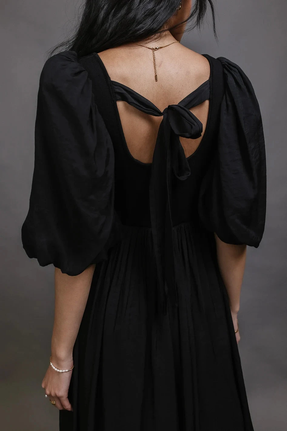 Juliet Puff Sleeve Dress In Black - Image 5