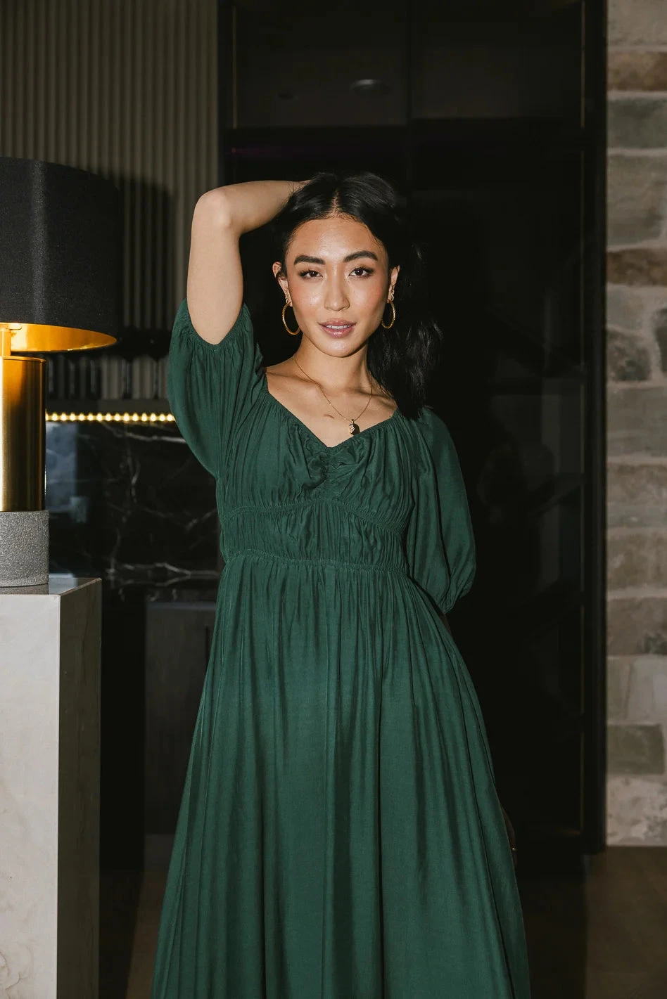 Addison Puff Sleeve Dress In Green - Image 5
