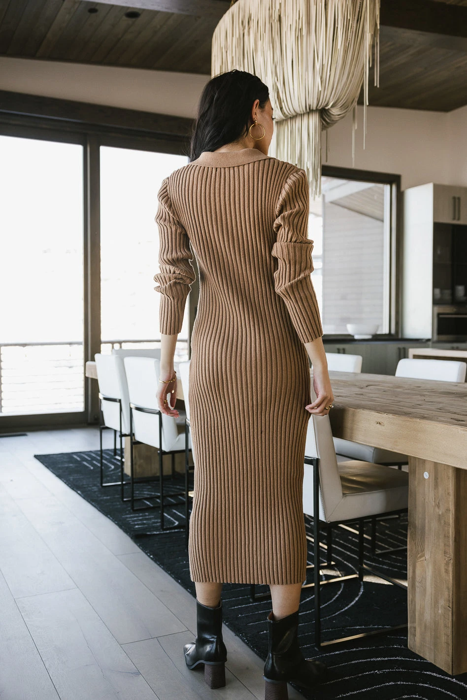 Larissa Ribbed Dress In Camel - Image 5