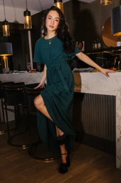 Lyanna Sparkle Maxi Dress In Teal