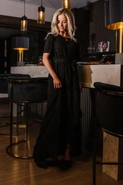 Lyanna Sparkle Maxi Dress In Black