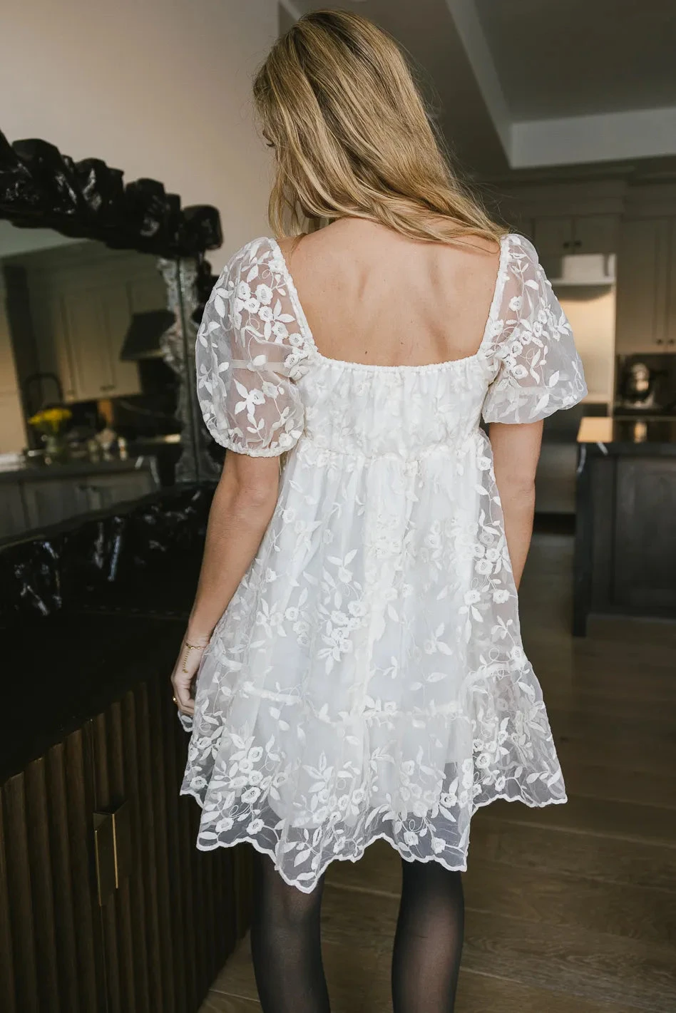 Paige Babydoll Dress In Cream - Image 4