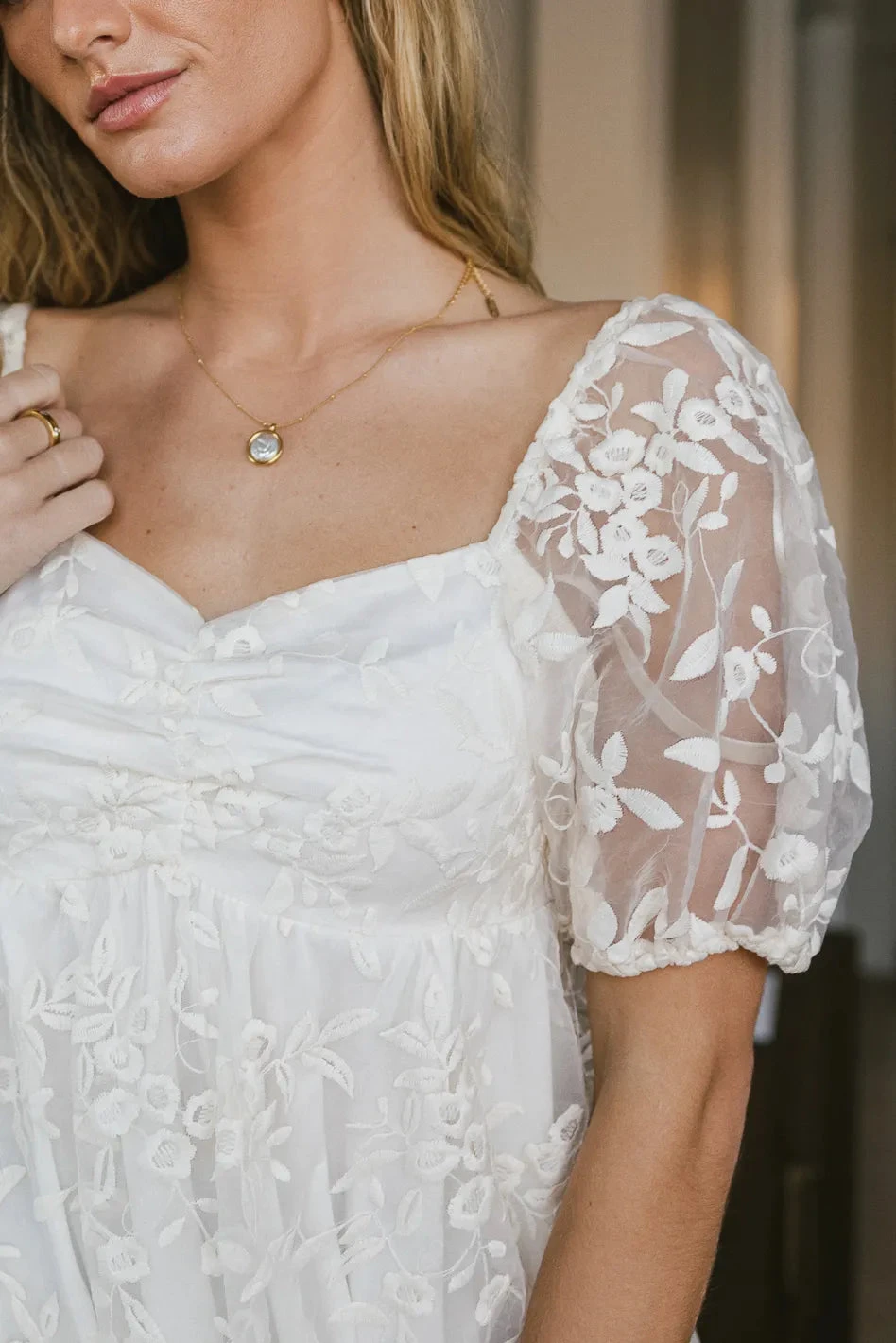 Paige Babydoll Dress In Cream - Image 6