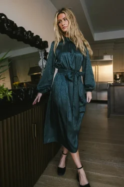 Ariana Zebra Midi Dress In Teal