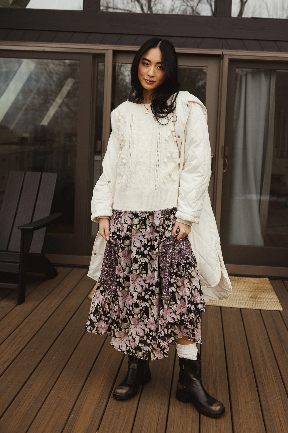 Floral Patchwork Midi Dress - Image 5