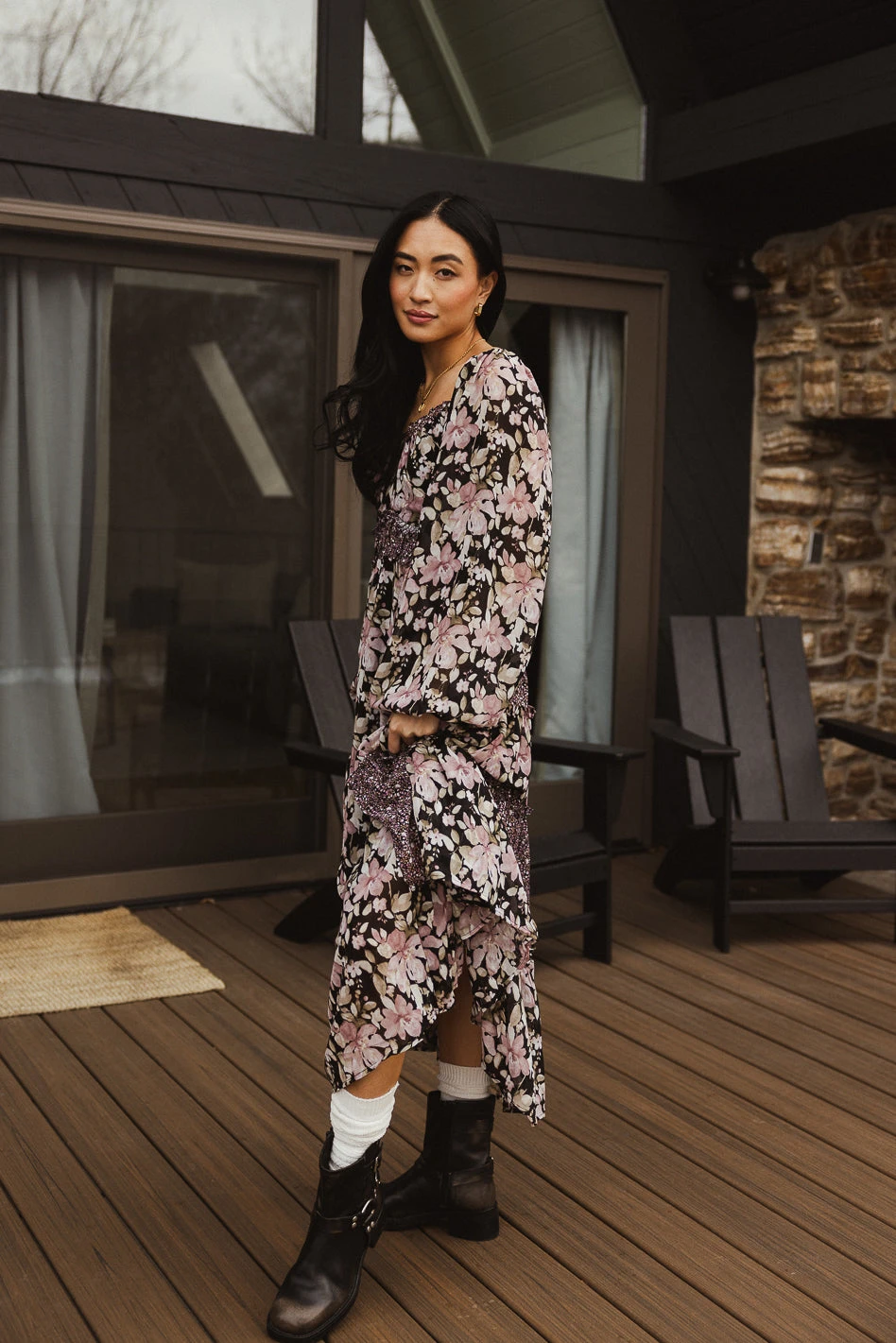 Floral Patchwork Midi Dress - Image 4