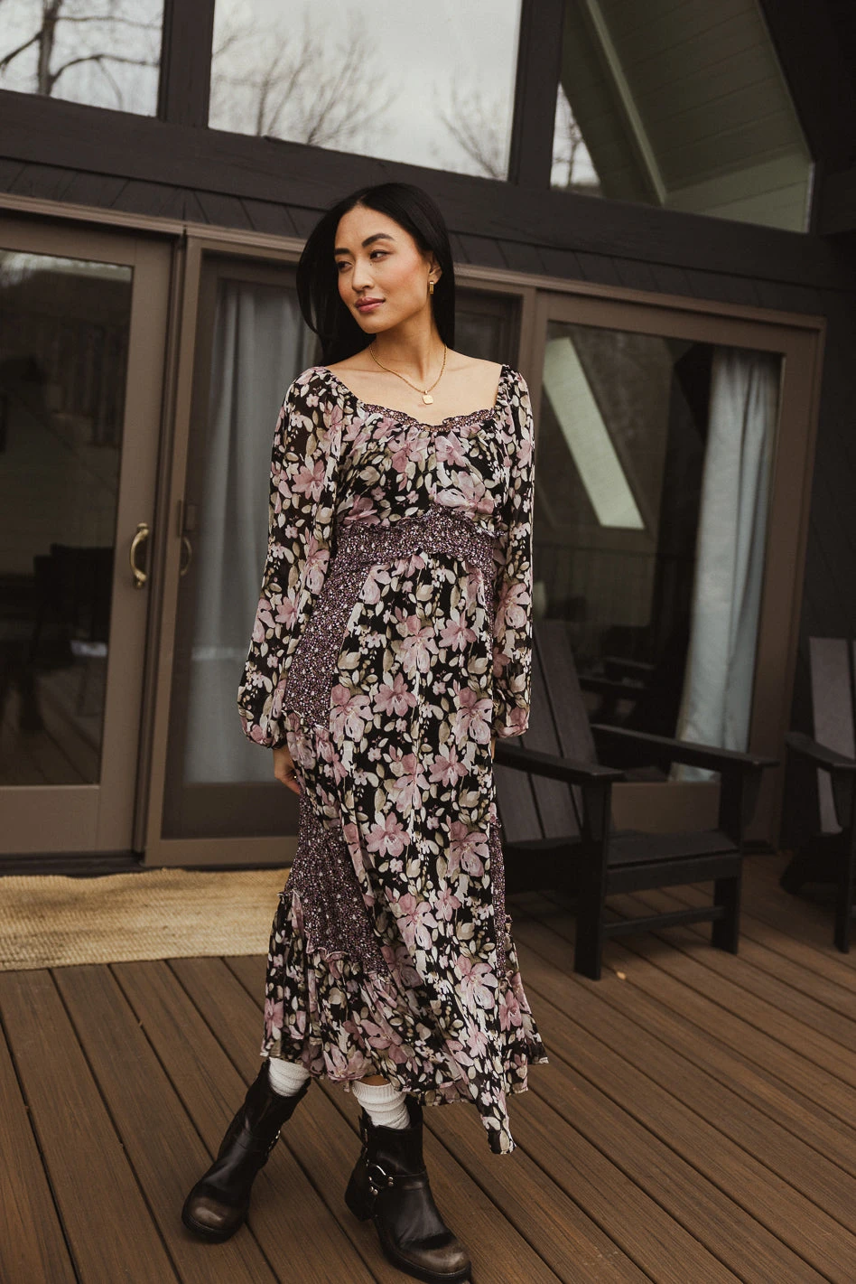 Floral Patchwork Midi Dress - Image 2