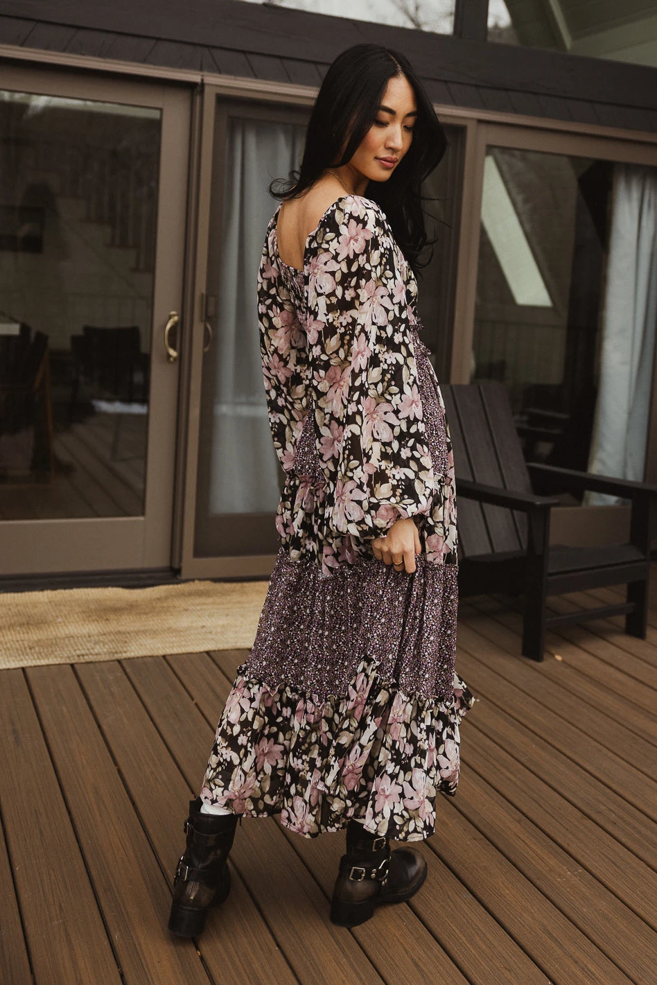 Floral Patchwork Midi Dress