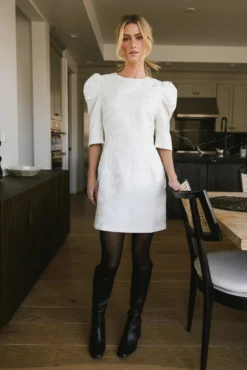 Kaylee Brocade Dress In Cream