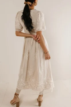 Alora Embroidered Dress In Champagne