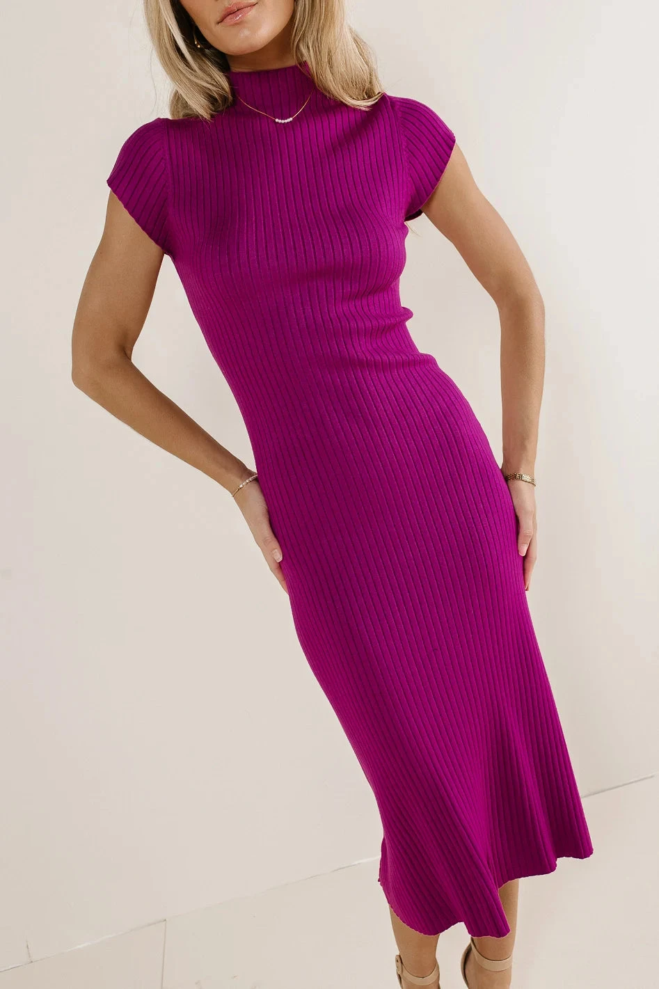 Kimi Bodycon Dress In Fuchsia - Image 5