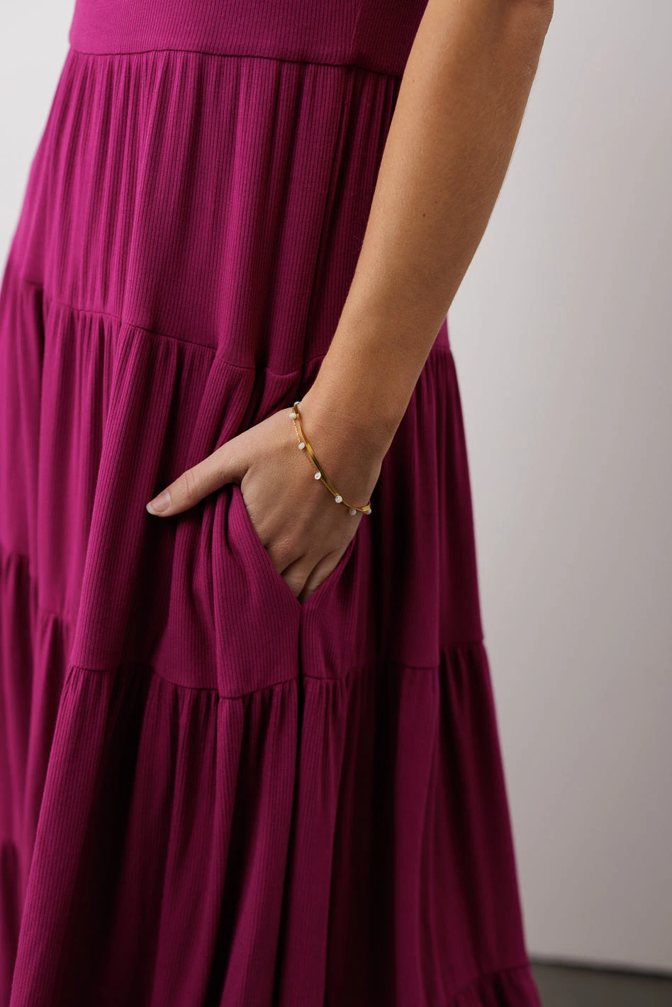 McKayla Tiered Dress In Magenta - Image 2