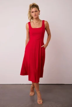 Carmela Midi Dress In Red