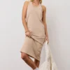 Caroline T-Shirt Dress In Tan