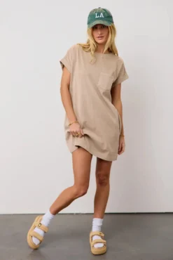 Grace T-Shirt Dress In Tan