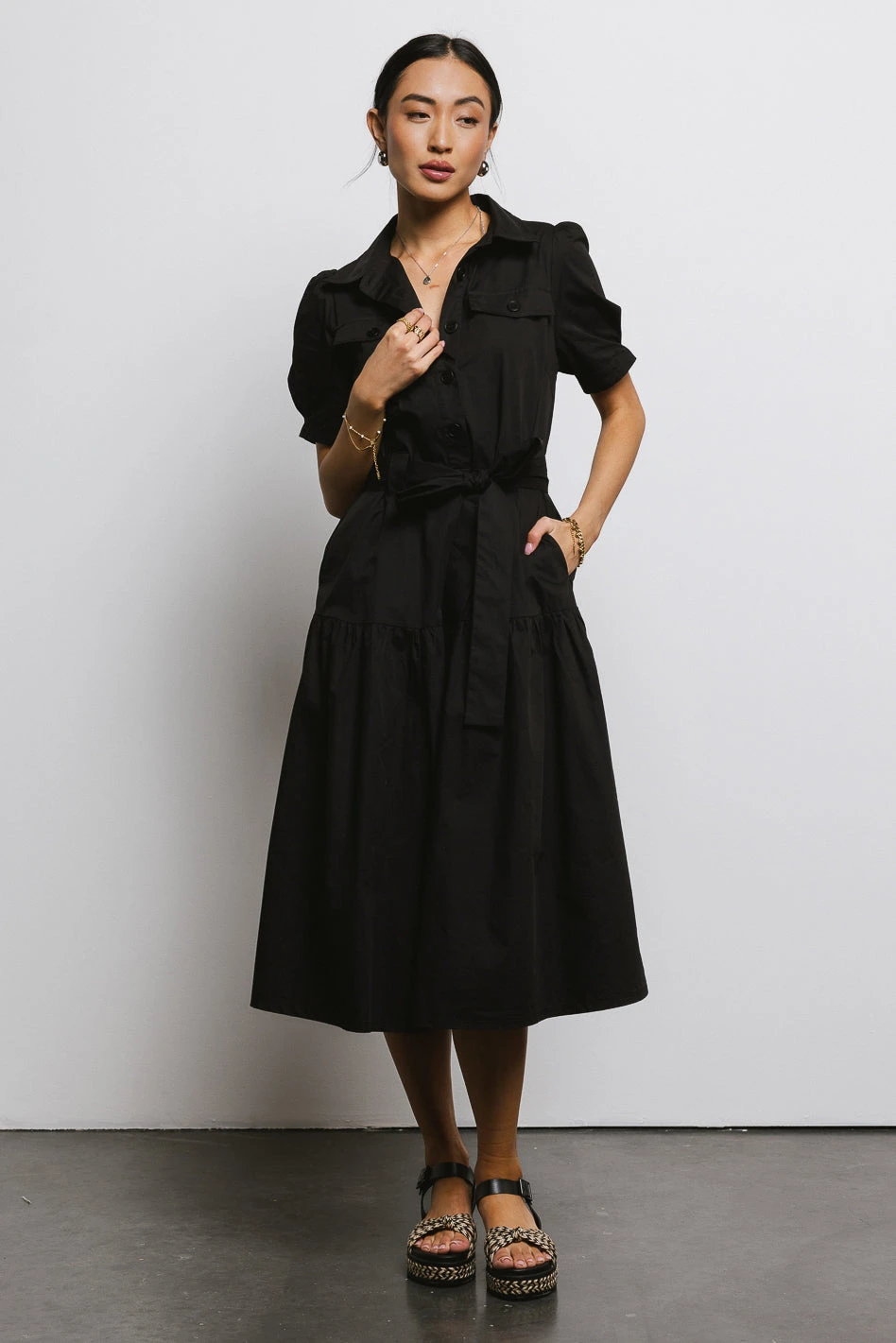 Britta Poplin Dress In Black - Image 2