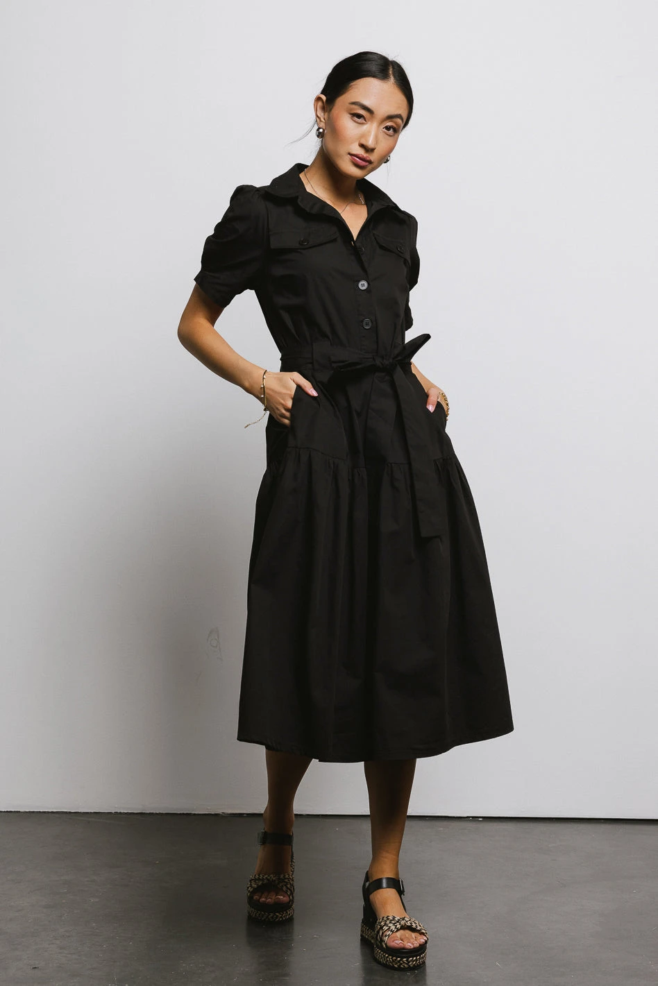 Britta Poplin Dress In Black - Image 3