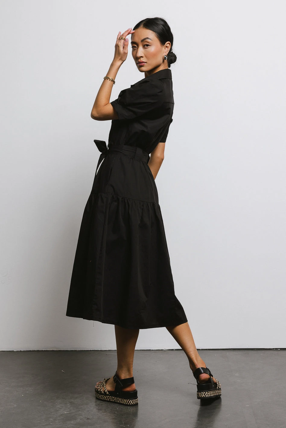 Britta Poplin Dress In Black - Image 4
