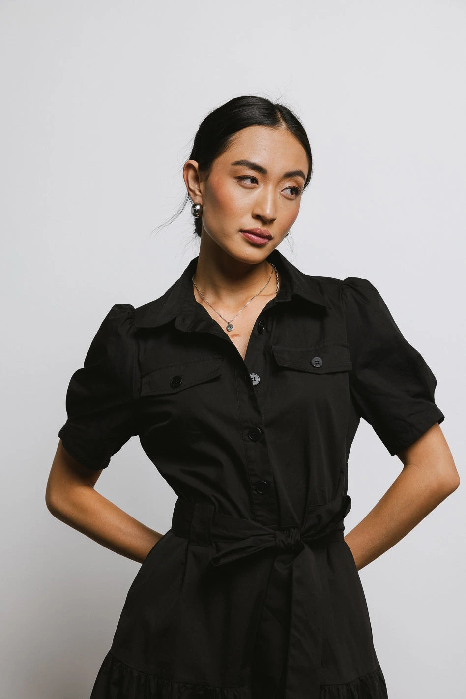 Britta Poplin Dress In Black - Image 5