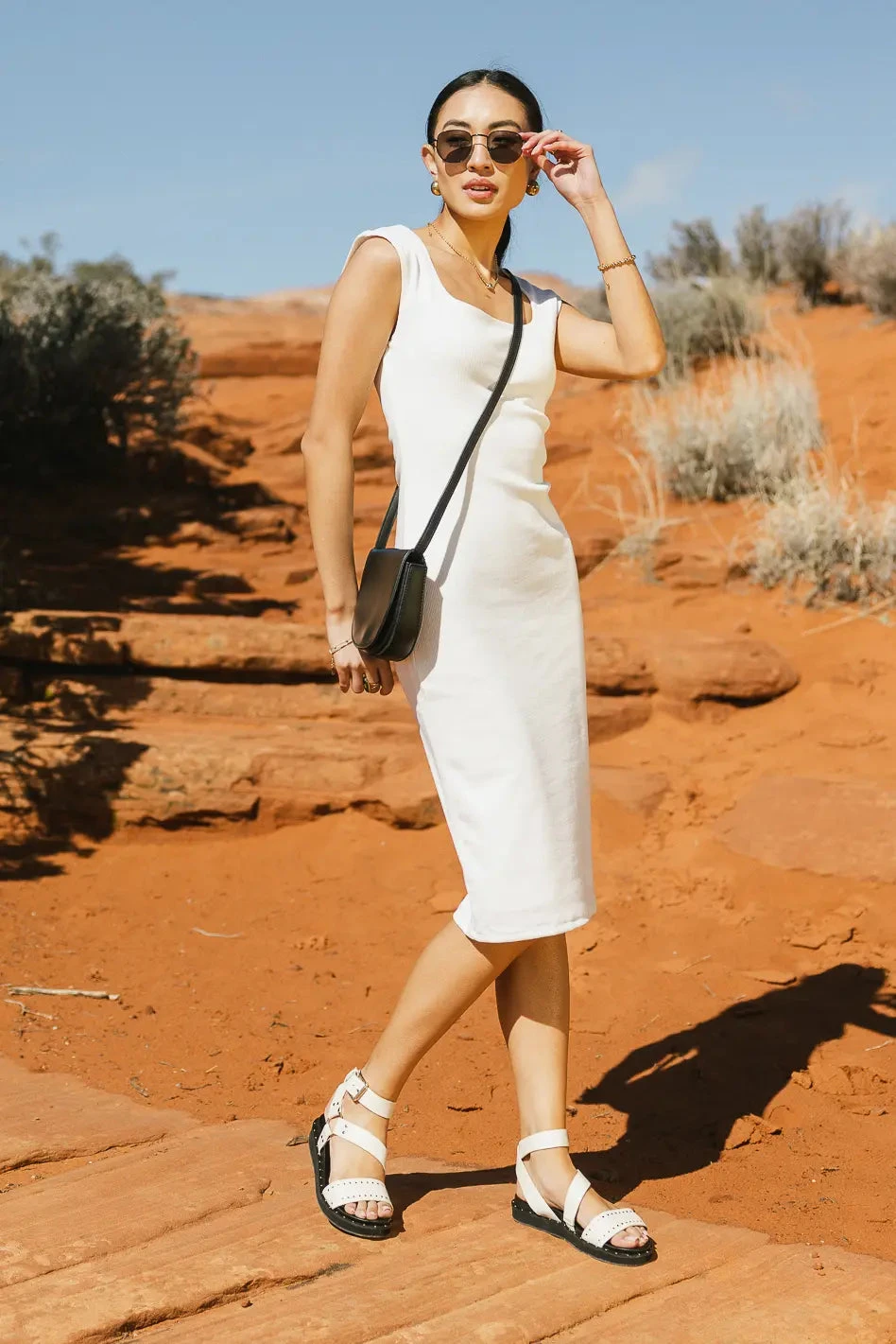 Zarela Ribbed Dress In White