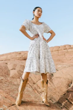 Angelique Floral Dress In Blue