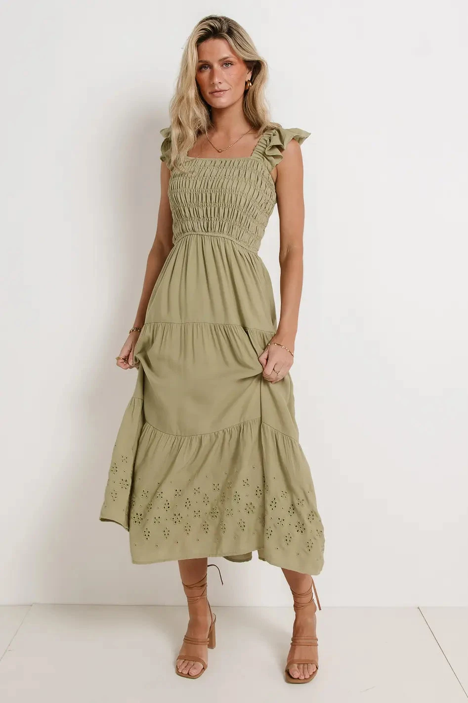 Maxton Midi Dress In Olive - Image 4