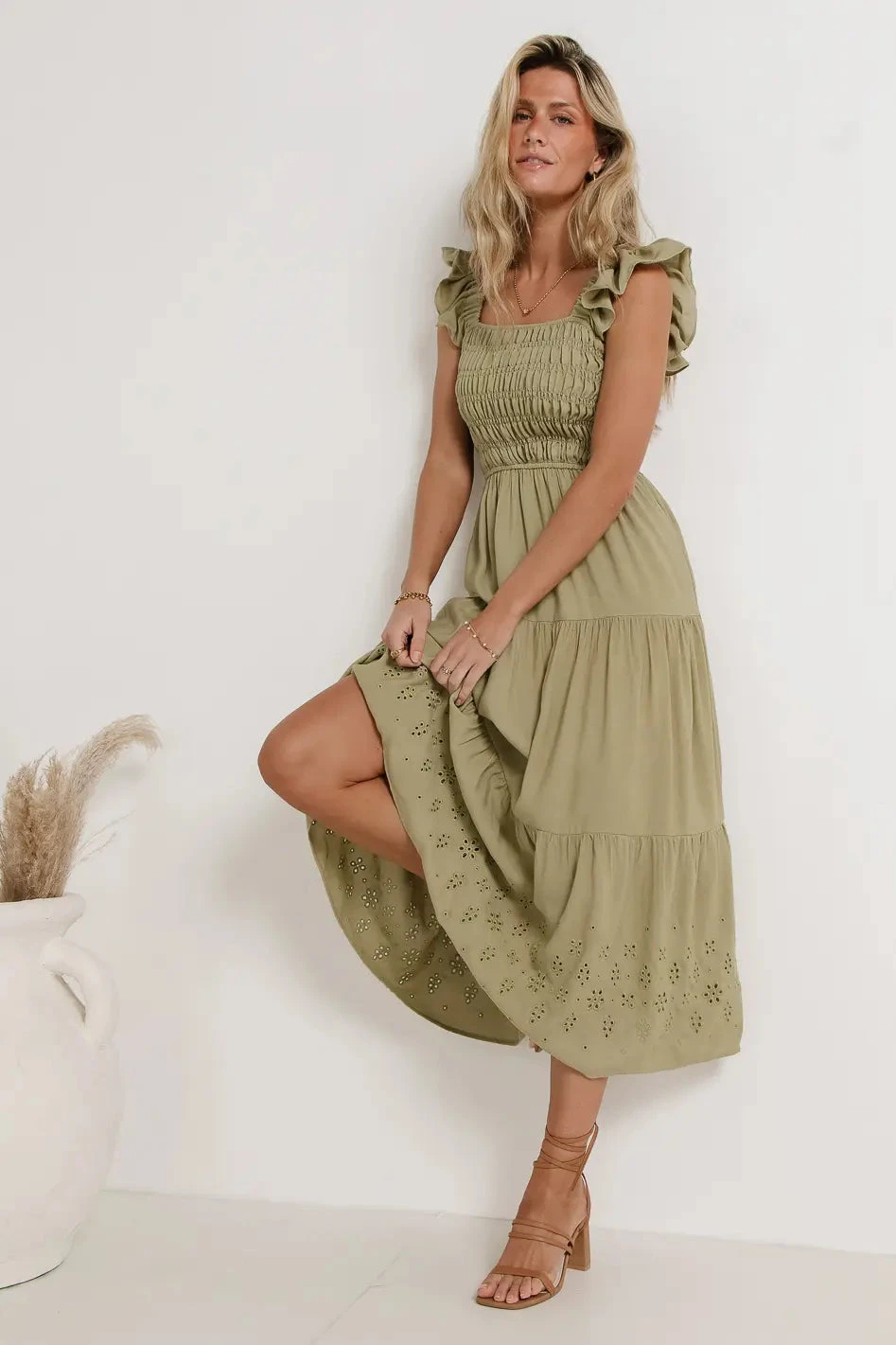 Maxton Midi Dress In Olive - Image 5