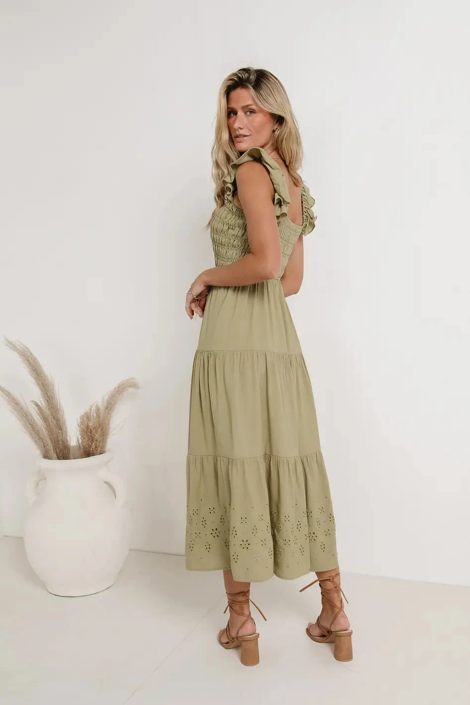 Maxton Midi Dress In Olive - Image 6