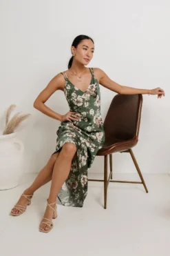 Blake Floral Midi Dress In Green