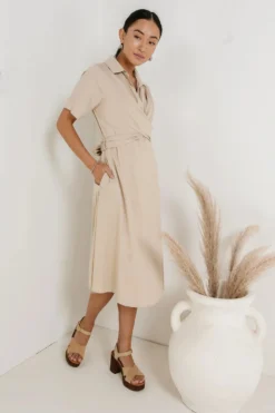 Bennett Collared Dress In Taupe