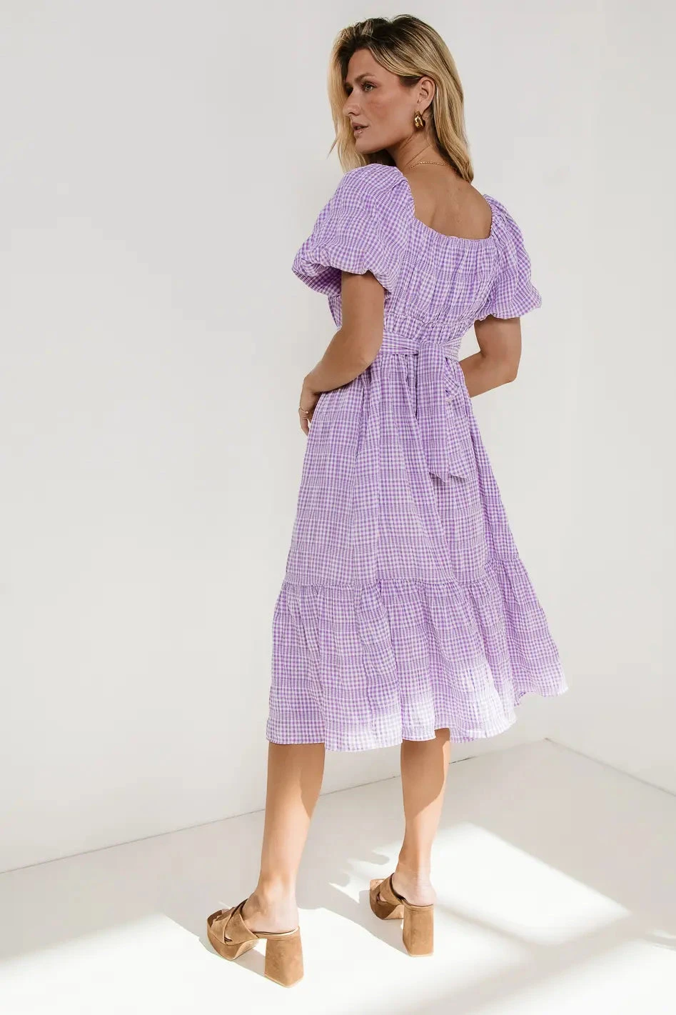 Laney Gingham Dress In Lavender - Image 4