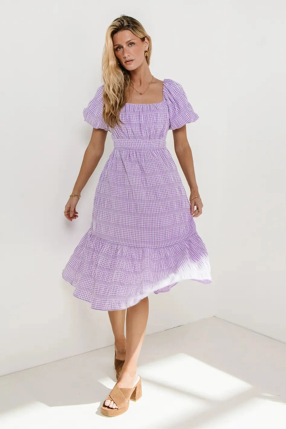Laney Gingham Dress In Lavender - Image 5